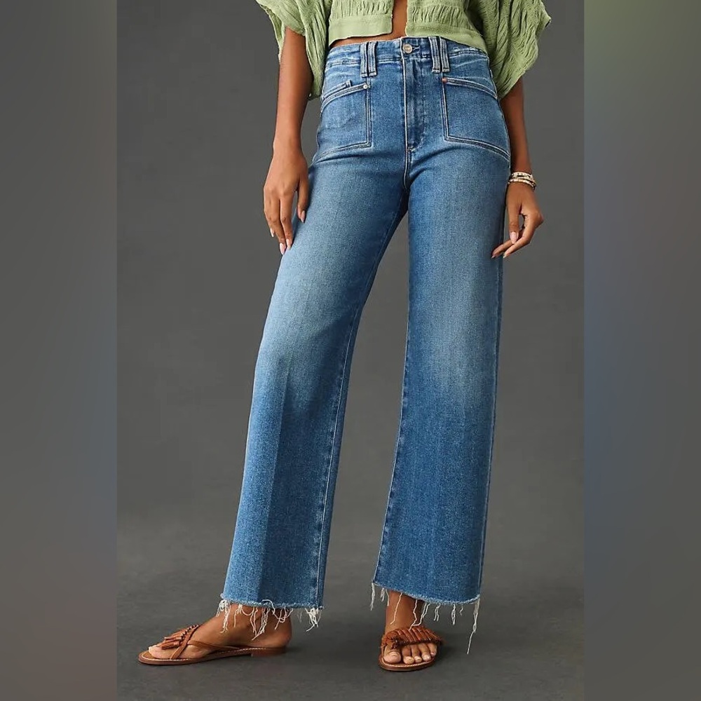PAIGE Anessa High-Rise Wide-Leg Crop Jeans in Sunnie Distressed - Picture 2 of 15